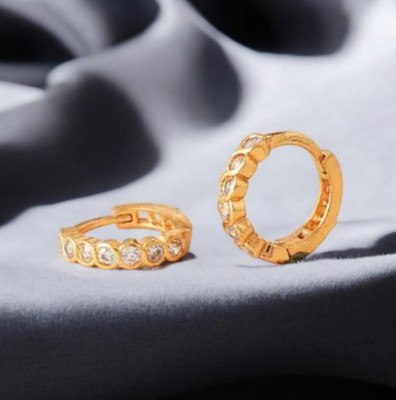MA FASHION Cubic Zirconia Gold-plated Plated Brass Nose Ring Set(Pack of 2)