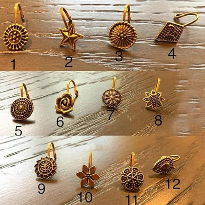 THANU'S CRAFT Crystal Gold-plated Plated Metal Nose Ring(Pack of 12)