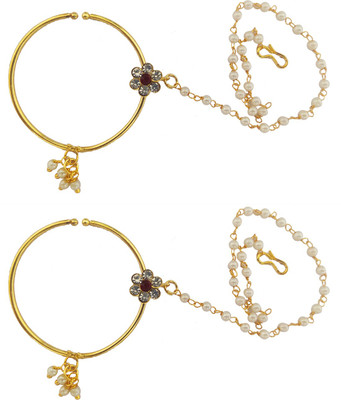 Khushal Gold-plated Plated Alloy, Brass Nose Ring Set(Pack of 2)