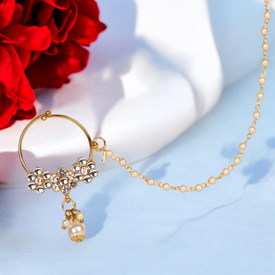 STYYLO FASHIONS Cubic Zirconia Gold-plated Plated Alloy Nose Ring