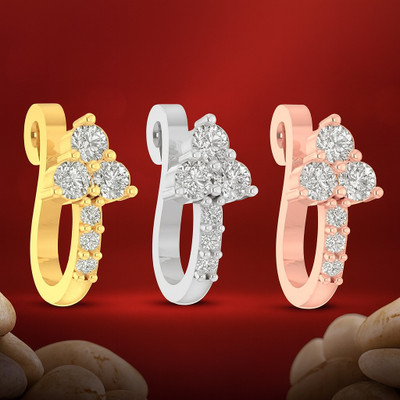 Bawree Crystal Gold-plated, Silver Plated Metal Nose Ring(Pack of 3)