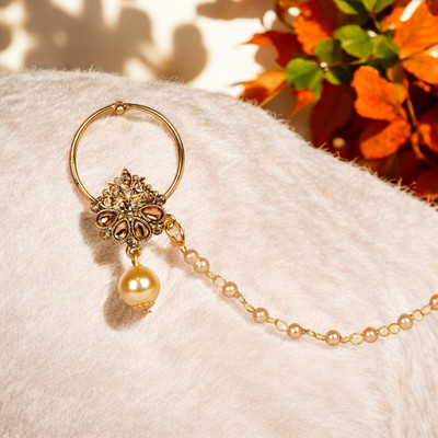 Anika's Creation Cubic Zirconia Gold-plated Plated Alloy Nose Ring