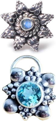 jsag Sterling Silver Plated Sterling Silver Nose Stud(Pack of 2)