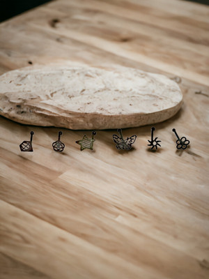 jill fashion Rhodium Plated Metal Nose Stud Set(Pack of 6)