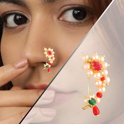 Bawree Pearl Gold-plated Plated Alloy Nathiya