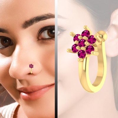 VAMA Ruby Gold-plated Plated Metal Nose Ring