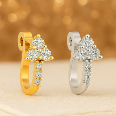 Bawree Crystal Gold-plated Plated Metal Nose Ring(Pack of 2)