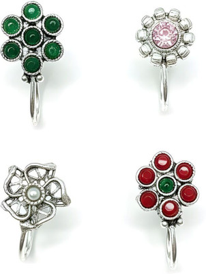 ANOUK Silver Plated Alloy Nose Ring(Pack of 4)