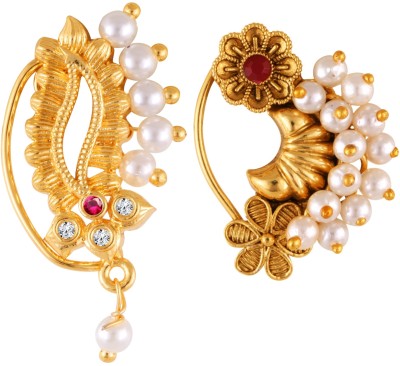 VIGHNAHARTA Pearl Gold-plated Plated Alloy Nathiya(Pack of 2)