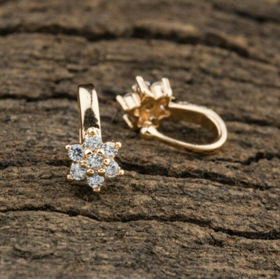 RENU CREATION Cubic Zirconia, Diamond Gold-plated Plated Brass Nose Stud