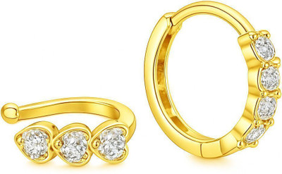 Jat Jewellers Cubic Zirconia Gold-plated Plated Brass Nose Ring Set(Pack of 2)