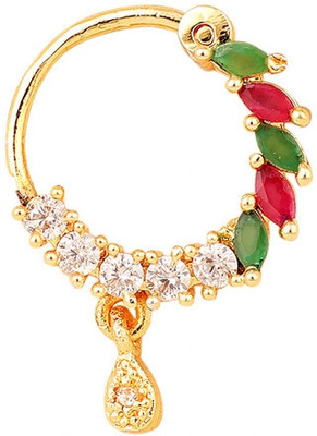 Tarak Traders Cubic Zirconia Gold-plated Plated Brass Nose Ring