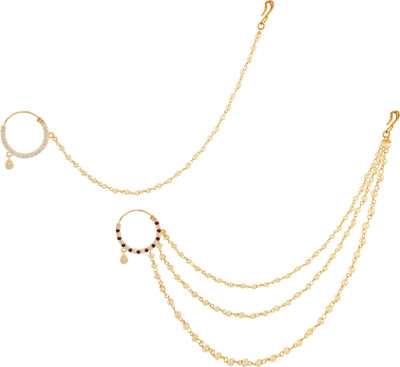 RANIT CREATION Diamond Gold-plated Plated Alloy Nose Ring(Pack of 2)