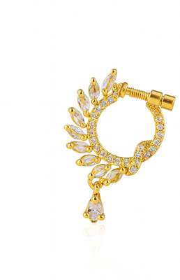 GC PREMIUM JEWELLERY Cubic Zirconia Gold-plated Plated Brass Nose Ring