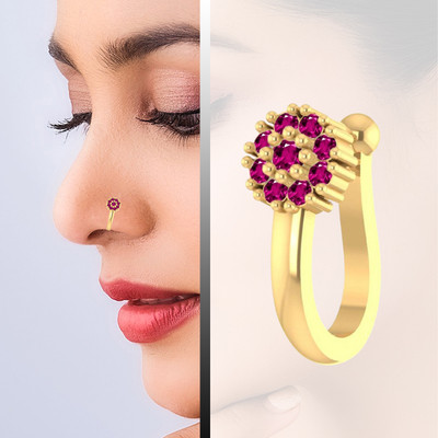 VAMA Ruby Gold-plated Plated Metal Nose Ring