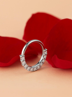 BAWREE CRAFT Crystal Sterling Silver Plated Metal Nose Ring