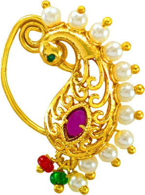 SHI Jewellery Pearl Gold-plated Plated Mother of Pearl Nose Ring