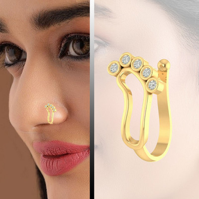 THANU'S CRAFT Crystal Gold-plated Plated Metal Nose Ring