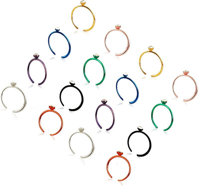 Bawree Crystal Silver Plated Metal Nose Ring(Pack of 25)