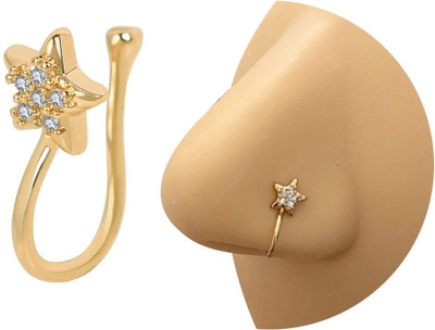 JEWELFY Cubic Zirconia Gold-plated Plated Copper Nose Stud