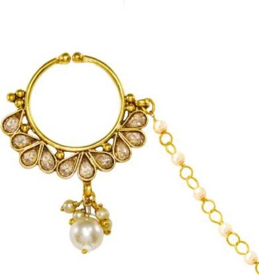 KYOOT JEWELS Pearl, Diamond Gold-plated Plated Alloy, Stone Nathiya