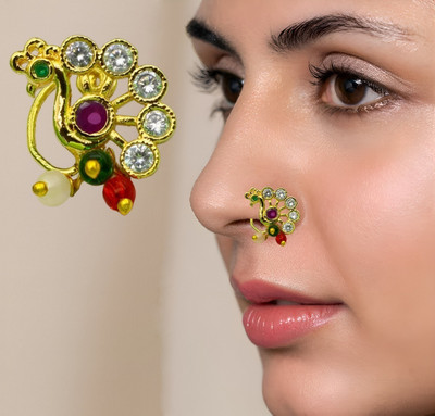 VAMA Ruby Gold-plated Plated Metal Nose Ring