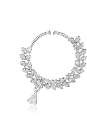 GC PREMIUM JEWELLERY Cubic Zirconia Silver Plated Brass Nose Ring