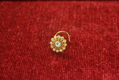 SHREEVARAM Cubic Zirconia, Diamond Gold-plated Plated Brass Nose Ring