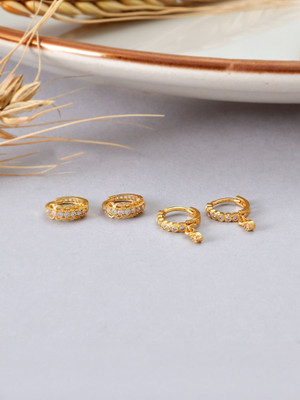 Jat Jewellers Cubic Zirconia Gold-plated Plated Brass Nose Ring(Pack of 4)