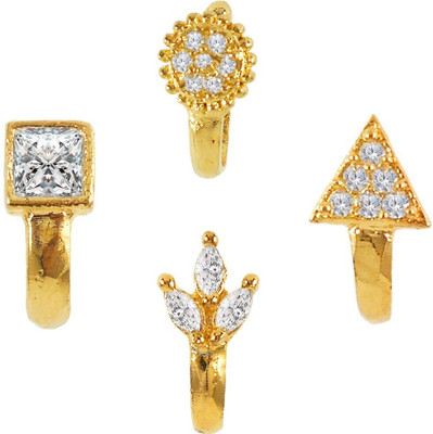 house of common Diamond Gold-plated Plated Alloy Nose Stud Set(Pack of 4)