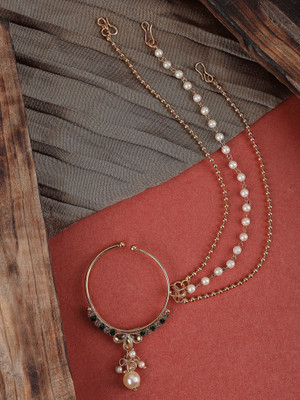 Anika's Creation Cubic Zirconia Gold-plated Plated Brass Nose Ring