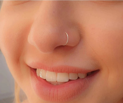 TulipMash Silver Plated Metal, Alloy, Brass, Tungsten Nose Ring(Pack of 2)