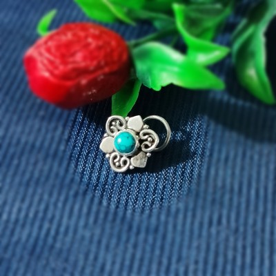 jsaj Turquoise 999 Silver Plated Sterling Silver Nose Ring