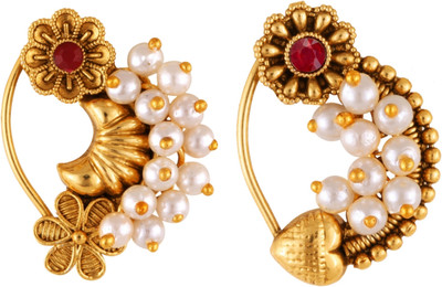 VIGHNAHARTA Pearl Gold-plated Plated Alloy Nathiya(Pack of 2)