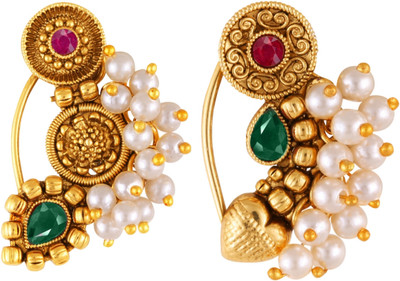 VIVASTRI Cubic Zirconia Gold-plated Plated Alloy Nathiya(Pack of 2)