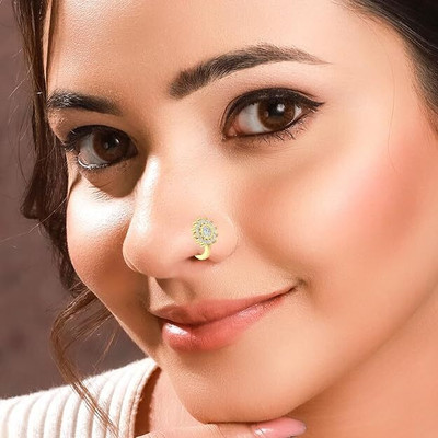 THANU'S CRAFT Crystal Gold-plated Plated Metal Nose Ring