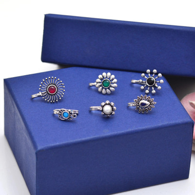 Tanusha Jewels Pearl Silver Plated Brass Nose Stud Set(Pack of 6)
