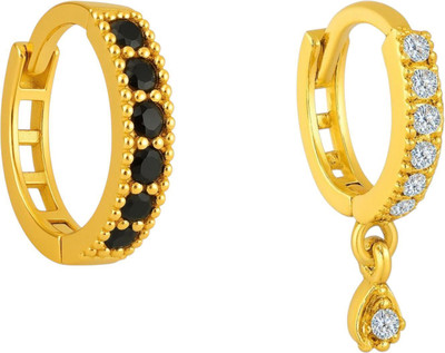 Jat Jewellers Cubic Zirconia Gold-plated Plated Brass Nose Ring(Pack of 2)