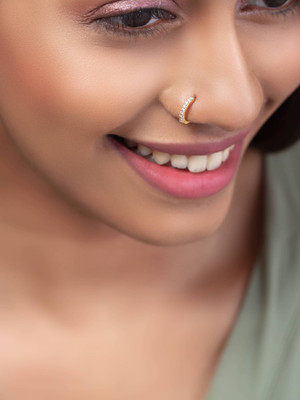 Yuthika Cubic Zirconia Gold-plated Plated Brass Nose Ring
