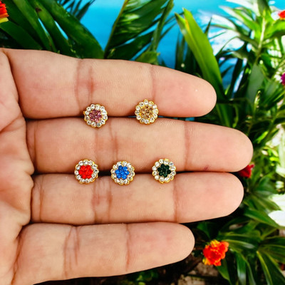 MA FASHION , Beads Gold-plated Plated Alloy Nose Stud Set(Pack of 5)
