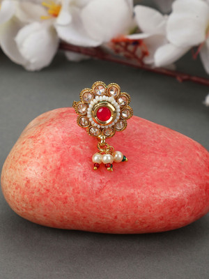 BHANA CREATIONS Cubic Zirconia Gold-plated Plated Brass Nose Stud