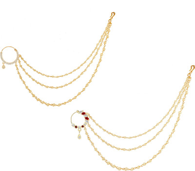 RANIT CREATION Diamond Gold-plated Plated Alloy Nose Ring(Pack of 2)