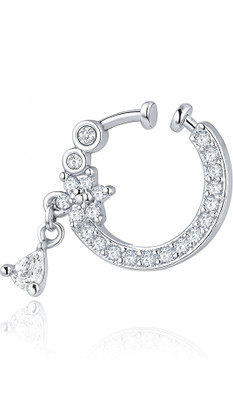 GC PREMIUM JEWELLERY Cubic Zirconia Silver Plated Brass Nose Ring