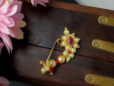 bhumi creation Ruby Gold-plated Plated Alloy Nose Ring(Pack of 2)