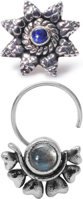 jsag Sterling Silver Plated Sterling Silver Nose Stud(Pack of 2)