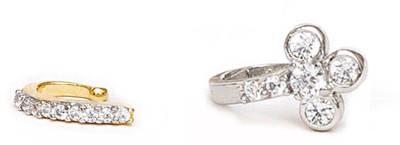 house of common Diamond Silver Plated Alloy Nose Stud(Pack of 2)