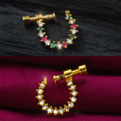 PINAAKA DARINI Cubic Zirconia Gold-plated Plated Alloy Nose Ring Set