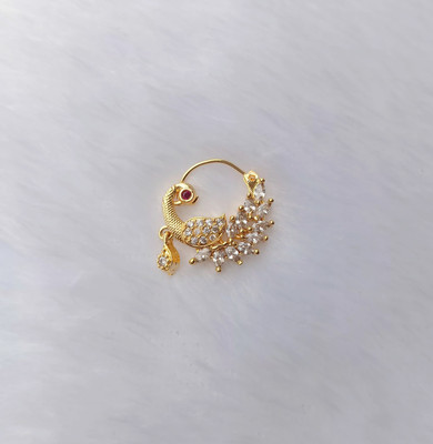 SM NATH BALE Cubic Zirconia Gold-plated Plated Brass Nose Ring
