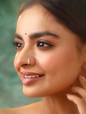 Jat Jewellers Cubic Zirconia Gold-plated Plated Crystal Nose Stud