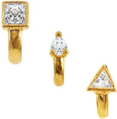 GEMRON JEWEL Diamond Gold-plated Plated Alloy Nose Stud Set(Pack of 3)